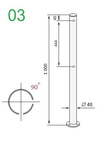 Схема стойки ограждения двухсторонней ALG-D48-03